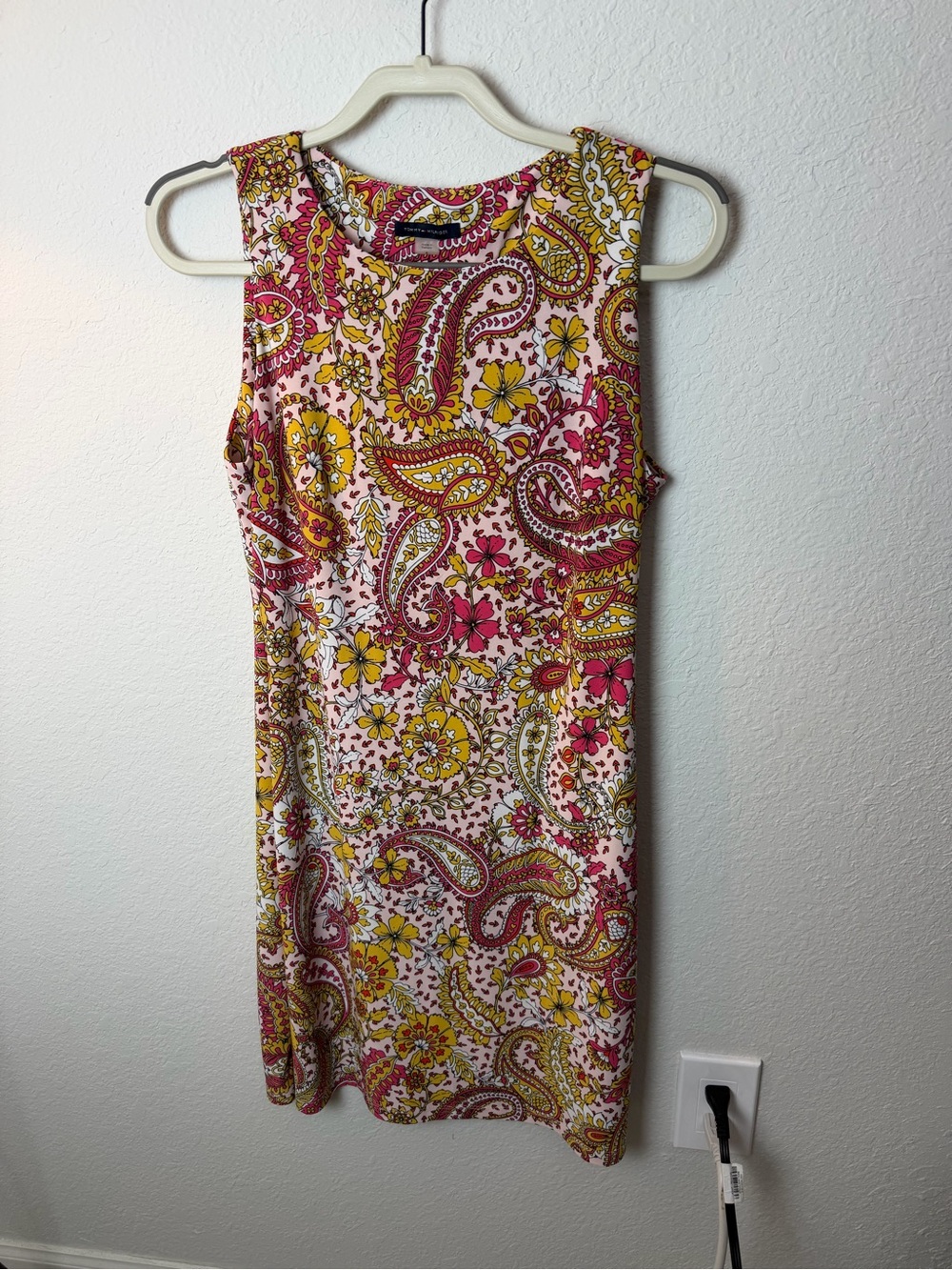 Tommy Hilfiger Sleeveless Paisley Floral Mini Dress - Pink & Yellow